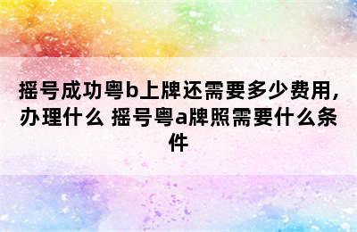 摇号成功粤b上牌还需要多少费用,办理什么 摇号粤a牌照需要什么条件